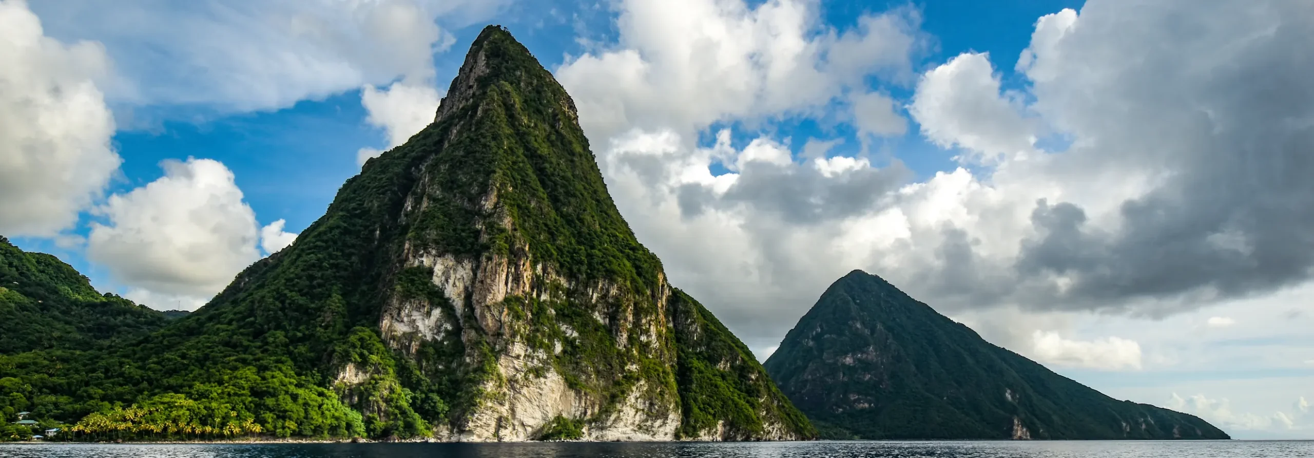 The Pitons from the sea, Saint Lucia